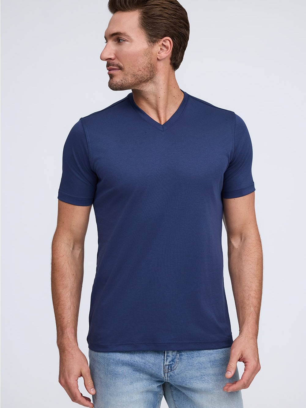 Brand New-Raffi Men's V-Neck Short Sleeve Tee - Midnight